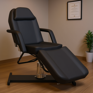 Lettino da Massaggio Nero 180x62 cm, Altezza Regolabile 87-112 cm, con Poggiatesta Integrato, Telaio in Metallo, Rivestimento in Pelle PU, per Uso Commerciale e Salone - Product Image 2