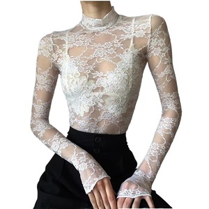 <span class=keywords><strong>Camiseta</strong></span> de <span class=keywords><strong>Manga</strong></span> <span class=keywords><strong>Larga</strong></span> Informal de Verano, Sexy y Elegante, con Encaje, Ajuste Holgado, Estilo Básico, en Oferta - Product Image 4