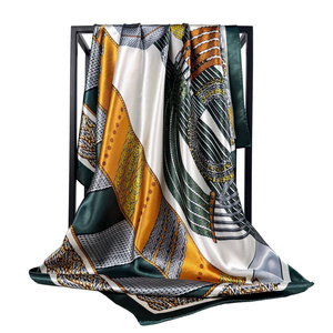 Bufanda cuadrada grande <span class=keywords><strong>de</strong></span> satén <span class=keywords><strong>de</strong></span> 90cm a la moda, bufanda colorida barata para mujer - Product Image 1