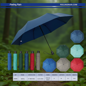 Feeling Rain Three Fold <b>Umbrella</b> 21 Inch Auto Open <b>Windproof</b> Multi Color Adult Use - Product Image 3
