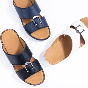 Wholesale custom logo comfortable medical softness muslin slippers microfiber leather luxury men's arabic sandals