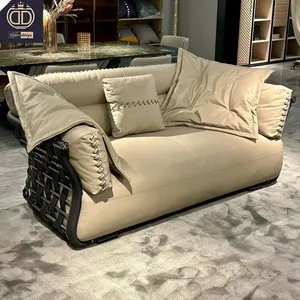 2024 custom made relax innovation unique design sofa leather luxury handmade furniture artistic sofa sets