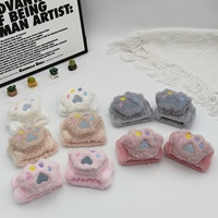 Ensemble bandeau et bracelet en peluche douce motif patte de chat, accessoire pour cheveux, spa, soins de la peau, maquillage, vente en gros
