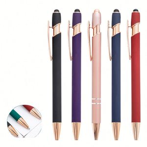Bolígrafo de Goma Suave con Punta Táctil, 2 en 1, Regalos Empresariales, Bajo MOQ, Logotipo Personalizado, Grabado Láser, Metal Dorado Rosa, Gran Venta - Product Image 2