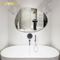 Décoration intérieure Miroirs muraux Miroir mural asymétrique Vintage Art Design Salle de bain Miroir mural encastré Énorme miroir décoratif noir