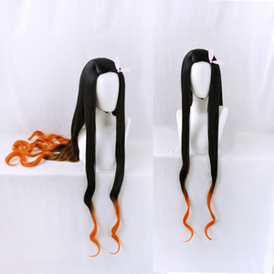 Parrucca <span class=keywords><strong>Cosplay</strong></span> di Kamado Nezuko della Serie Demon Slayer Kimetsu No <span class=keywords><strong>Yaiba</strong></span>, Versione Sfumata con Colore Ombré - Product Image 2