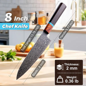 Set di Coltelli da Chef di Lusso in Acciaio Damasco VG10 a 67 Strati, 8 Pollici, Lama Affilata Giapponese, Ideale come Regalo, Vendita all'Ingrosso - Product Image 3