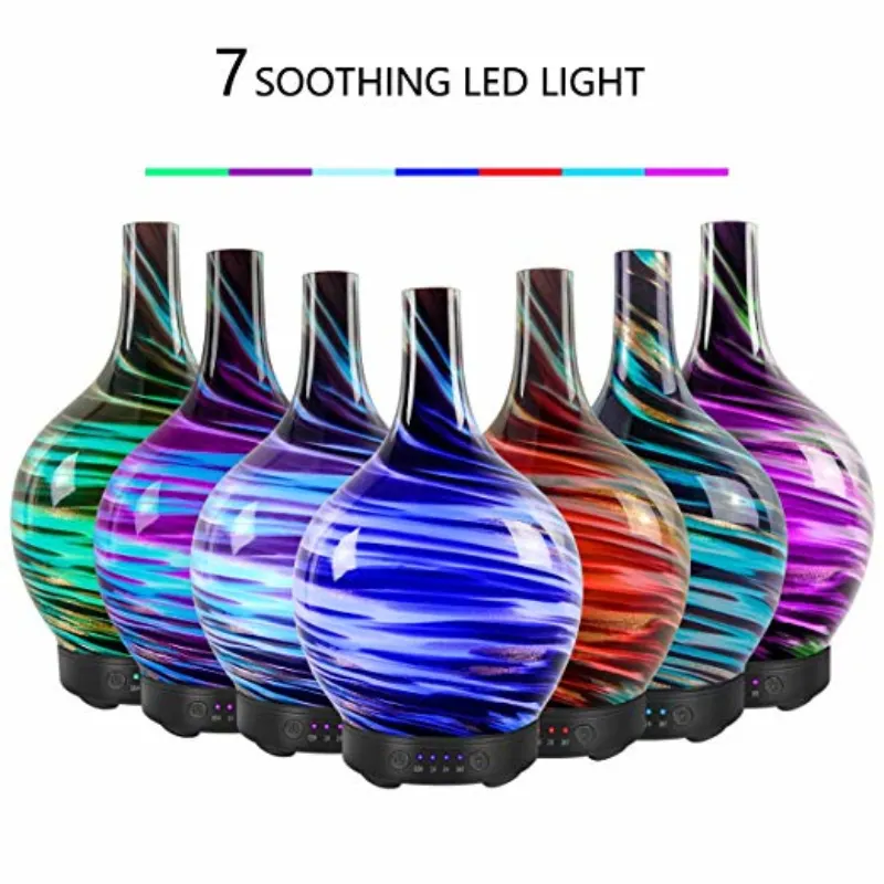 רב צבע בקבוק שולחן אורות חיוני שמן מפזר ארומתרפיה אדים קולי 3D זכוכית לילה מנורה