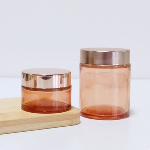 30ml 50ml 60ml 100ml Pink Luxury <b>Custom</b> Color Cosmetic Cream Glass Jar With Rose Gold Lids - Product Image 3
