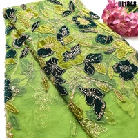 Tissu en dentelle de tulle brodé de perles et de sequins en velours de luxe, matériau de dentelle haut de gamme pour robes de mariée boliviennes