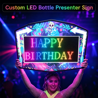 Panneau LED personnalisé pour présentation de bouteilles, service VIP boîte de nuit, panneau lumineux à messages, Joyeux Anniversaire, vente en gros, faible MOQ