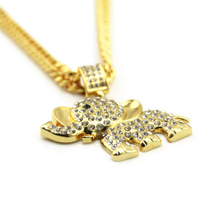 Popular Design Cartoon Alloy <b>Elephant</b> Pendant Necklace Hiphop Long Style Gold Plated Mens Necklaces Fashion Jewelry Wholesale - Product Image 3
