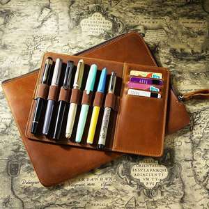 Leather Zipper Pen Case Modern Multi-Pen Slot Large Capacity Portable Durable <b>Creative</b> Design Silk Screen Promotional <b>Gifts</b> - Product Image 1