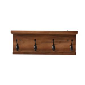 Wooden Wall-mounted Key <b>Hook</b> Rack Coffee Brown Minimalist Coat Organizer Entryway Storage <b>Shelf</b> Rectangle Shape - Product Image 1