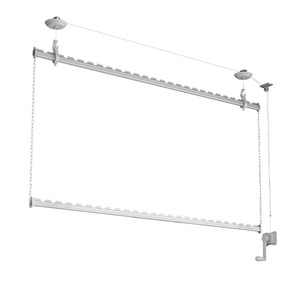 Side Mounted <b>Clothes</b> Drying <b>Rack</b> Hand Crank Lifting Type Stainless Steel Double Layer Balcony Use - Product Image 5