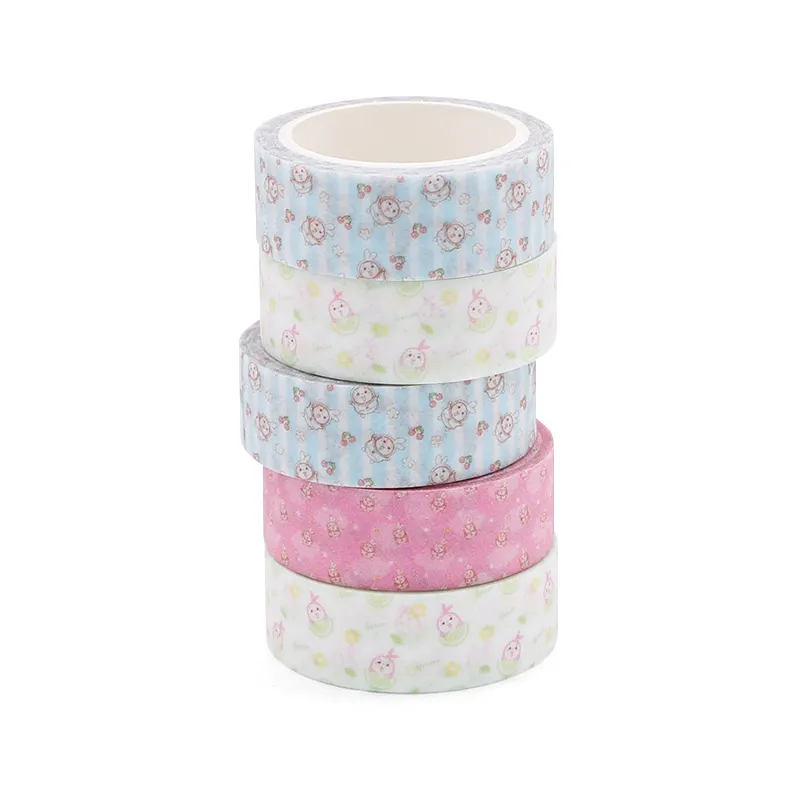 Papel adhesivo impreso personalizado a todo color decoración diario cinta Washi cintas adhesivas Kawaii