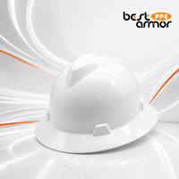 Casque de sécurité à large bord en V, blanc, en ABS et HDPE, léger, avec suspension à cliquet, support de lampe, certifié ANSI