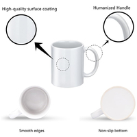 Tasse à café en céramique blanche de 11 oz pour sublimation, vente en gros du fabricant, idéale pour l'impression
