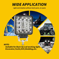 Phare de travail LED carré 12V 24V 4 pouces 48W 42mm pour camion tout-terrain, chariot élévateur, excavatrice, VTT, tracteur, véhicules, lampe de conduite