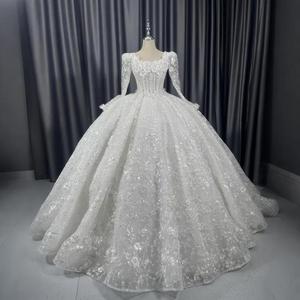 Hermoso vestido <span class=keywords><strong>de</strong></span> <span class=keywords><strong>novia</strong></span> Organza Vestido <span class=keywords><strong>de</strong></span> baile Cuello cuadrado Traje <span class=keywords><strong>DE</strong></span> BODA Rebordear Lscm45 - Product Image 2