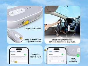 2 Trong 1 Không Dây Tự Động Mới Xe MP3 Máy Nghe Nhạc Không Có Sự Chậm Trễ Pin Dài Kép USB Màu Xanh Răng Receiver Transmitter Cho Xe - Product Image 4