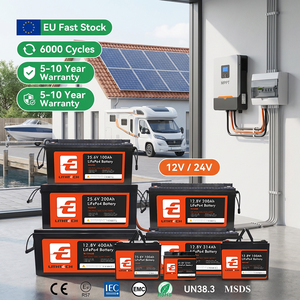 จัดส่งฟรี สินค้าในสต็อก EU อายุการใช้งาน 10 ปี แบตเตอรี่ลิเธียม LiFePO4 12V 100AH 200Ah 314ah สำหรับระบบกักเก็บพลังงานนอกกรอบเครือข่ายบนถนน รถบ้าน - Product Image 1