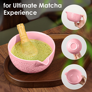 Ensemble de thé matcha japonais en céramique de 7 pièces, bol traditionnel gravé, brosse à thé, fouet en polypropylène pour le café, le thé, le matcha - Product Image 4