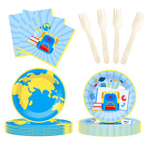 Assiettes, gobelets et serviettes à thème de remise de diplôme DAMAI – Assiettes en carton jetables pour fête de remise de diplôme, fournitures de fête, décorations, pour 8 personnes - Product Image 4
