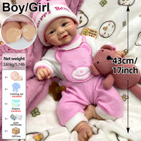 Poupée Bébé en Silicone Corps Entier Personnalisée par le Fabricant, Lavable, Réaliste, 17 pouces, Poupées Reborn Vivienne pour Filles/Garçons, Articles de Collection