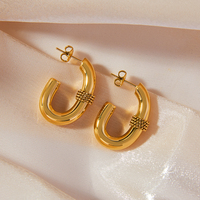 Pendientes impermeables de acero inoxidable 316L de alta calidad chapados en oro de 18 quilates para mujer, joyería de moda