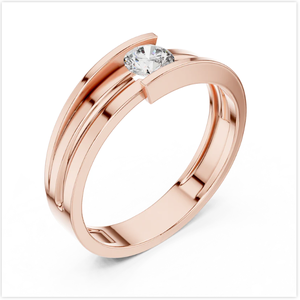 Anillo solitario de lujo para hombre con oro rosa y Diamante brillante en un aspecto elegante y refinado de diseño moderno de la India - Product Image 3