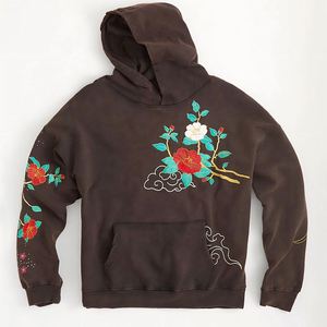 Sweat à capuche surdimensionné en polyester/coton pour homme, avec broderie graphique personnalisée, décontracté pour l'hiver - Product Image 4