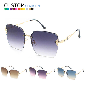 Luxury Unisex Frameless Fashion <b>Sunglasses</b> Designer Cutting Lens Gradient UV400 Metal <b>Square</b> Sunway M-7670CZ - Product Image 1