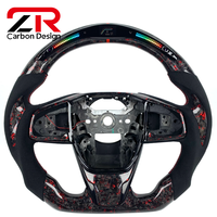 Accessoires intérieurs pour voiture Honda, volant sport en fibre de carbone personnalisé avec revêtement en daim, LED, indicateur de régime, pour Civic 10ème génération, CRV, Type R, FK7
