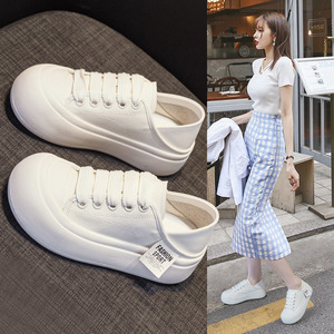 2025 Spring New Women's Sports Casual All- <b>Match</b> <b>Board</b> Shoes Big Head Single-Layer Slip-On White Shoes - Product Image 5