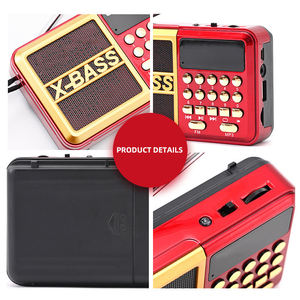 Factory Red Portable X-BASS FM Radio with Digital Keypad LCD Display <b>USB</b> TF BT Radio Player 1200mAh Rechargeable Elderly Outdoor - Product Image 2