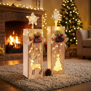 Boîte cadeau en bois personnalisée, étoile de Noël lumineuse pour le sommet du sapin, décoration de Noël, approvisionnement transfrontalier - Product Image 3
