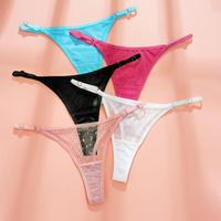 Tangas de bikini deportivas de encaje transparente sólido para mujer, ajustables, de talle medio, invisibles y sin costuras para uso diario al por mayor