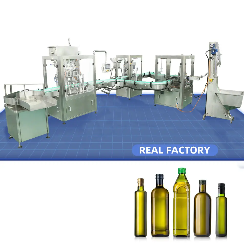 Riempitrice automatica completa di olio d'oliva per la linea di imballaggio di produzione di liquidi di bottiglie di plastica di vetro