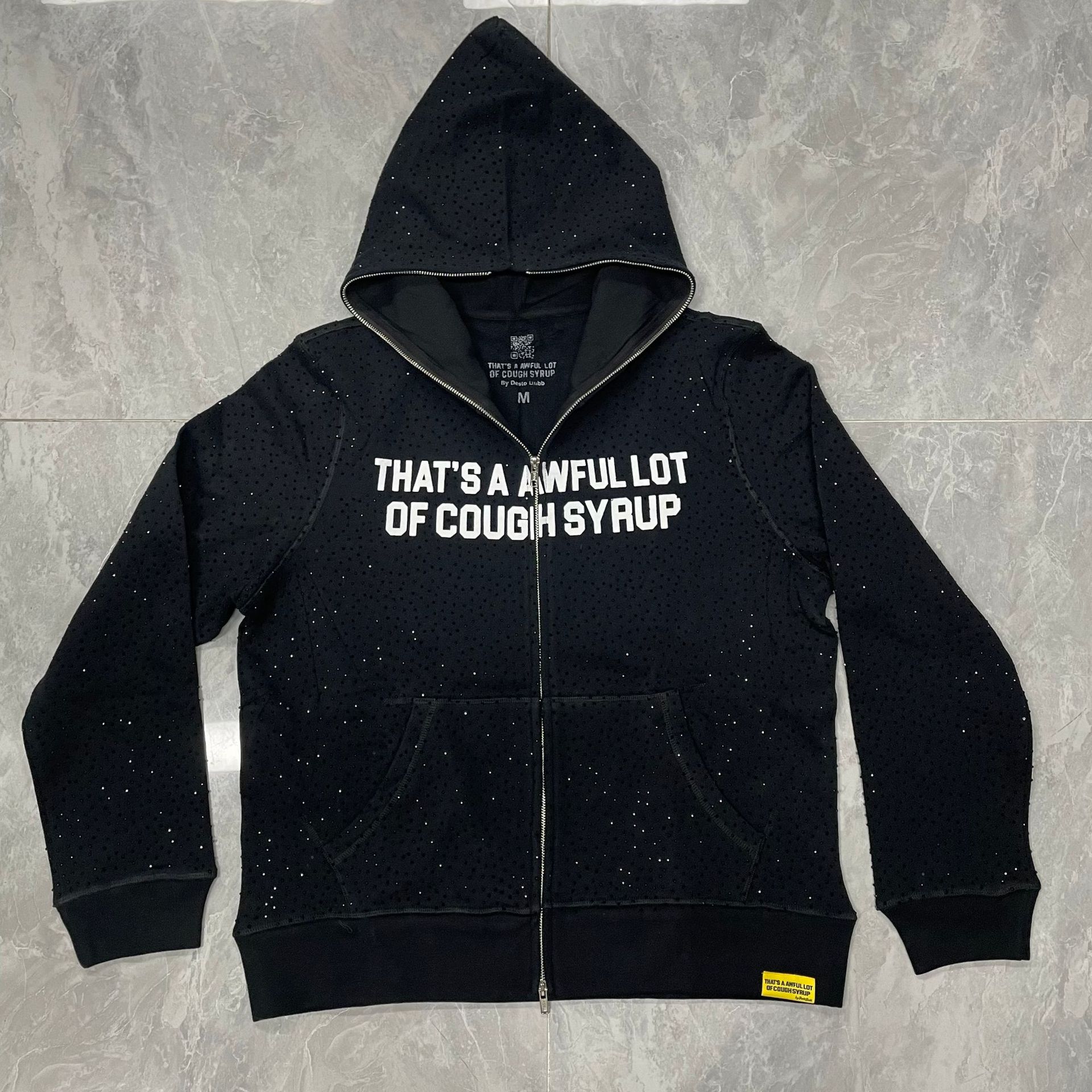 Black full diamond zipper