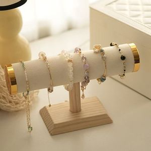 Bán lẻ nóng bán T-Bar rắn bằng gỗ Nhung Vòng đeo tay Bangle trang sức đồng hồ tổ chức đứng trang sức hiển thị - Product Image 4