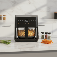 Friteuse à air électrique moderne 4L avec écran couleur intelligent à commande tactile, 8 modes prédéfinis, sans huile, pas de retournement nécessaire, pour camping-car et hôtel