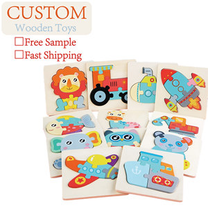 Éducatif précoce <span class=keywords><strong>3D</strong></span> Animal Snap Puzzle Unisexe Enfants Apprentissage Précoce Jouets En Bois Jigsaw Puzzle Board Jouets - Product Image 1