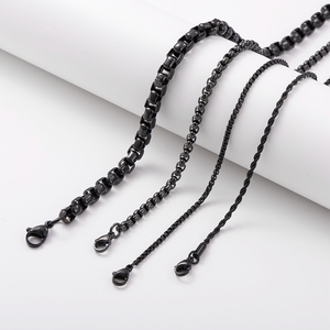 Schwarze Box-Kette Edelstahl-Halskette <span class=keywords><strong>24</strong></span> Zoll Klassisch Unisex 2-6MM Jubiläumsschmuck - Product Image 1