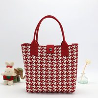 Nouveau Sac Fourre-tout Tricoté 2025 avec Chaîne, Grande Capacité, Polyvalent, Élégant, Style Jardin, Motif Pied-de-Poule Vertical