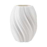 Vase décoratif extérieur moderne en plastique PP+PET blanc imitation céramique, durable, moulé par soufflage, en forme de tulipe, petite taille.