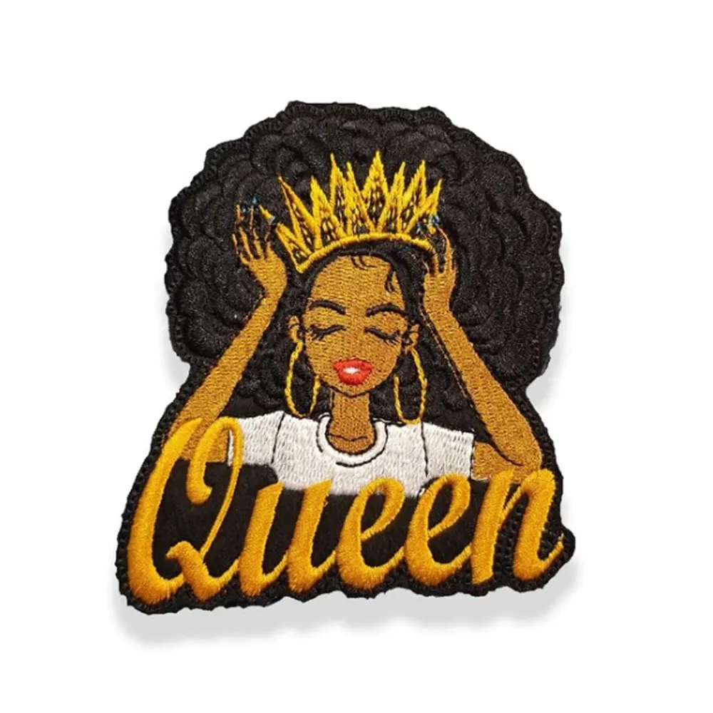 Benutzer definierte Afro Lady Afro amerikaner Black Girl Magie Bestickte Frau Eisen auf Patches für Kleidung Kleidung Stickerei Patch