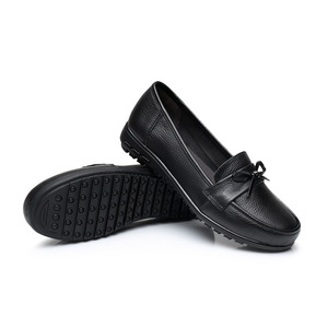 Vente chaude femmes confortable blanc anti-dérapant bout fermé arc infirmière <span class=keywords><strong>chaussures</strong></span> pleine fleur en cuir de vache <span class=keywords><strong>compensées</strong></span> sans lacet hôpital - Product Image 5
