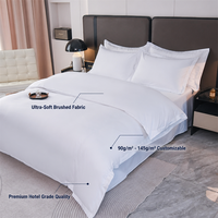 Parure de lit hôtelière blanche simple tissée 4 pièces en polyester, drap-housse et housse de couette, pour gîtes, clubs, vente en gros d'usine, logo personnalisé