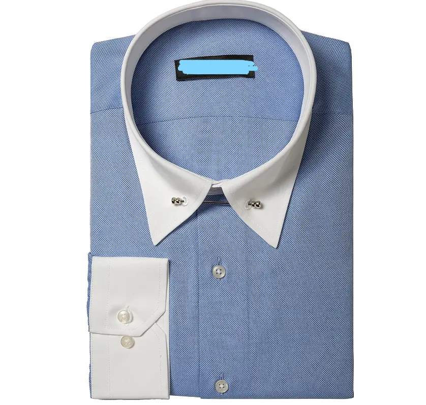 Fashion pin collar dress shirts long-sleeve plaid classic style plain formal occasion wear men's shirts